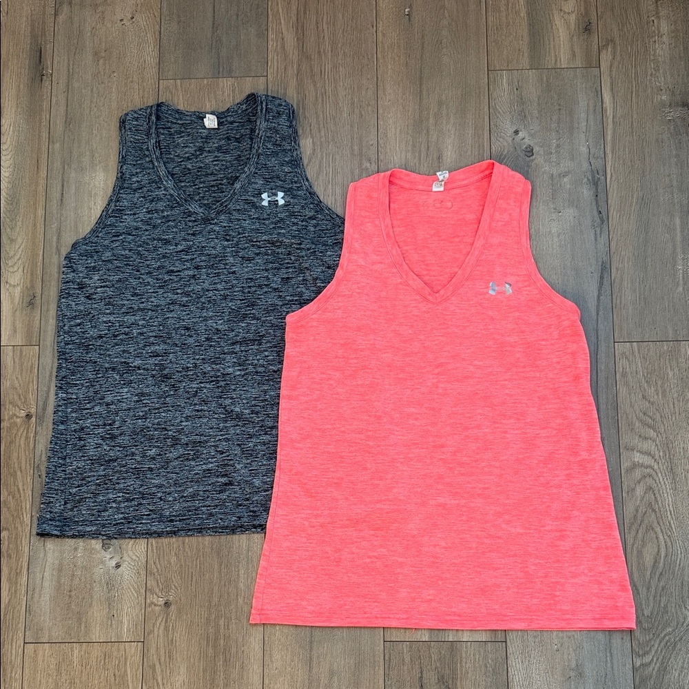 Under Armour Black and Pink Tank Tops